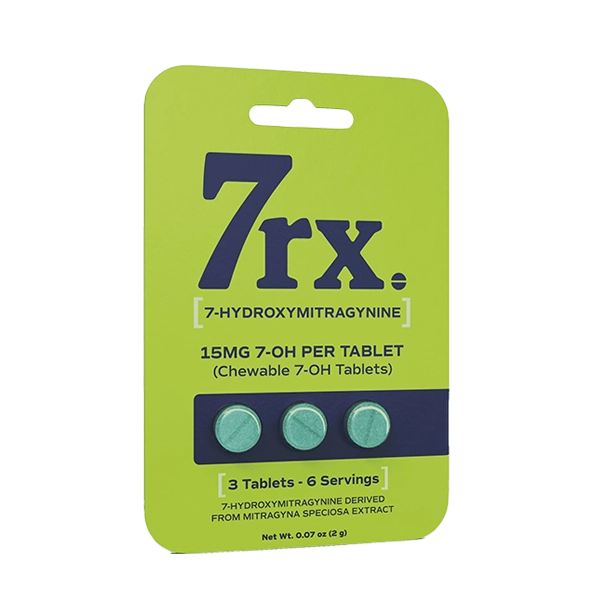 7RX Chewable 7-Hydroxymitragynine Tablets 15mg per tablet, 3 count pack