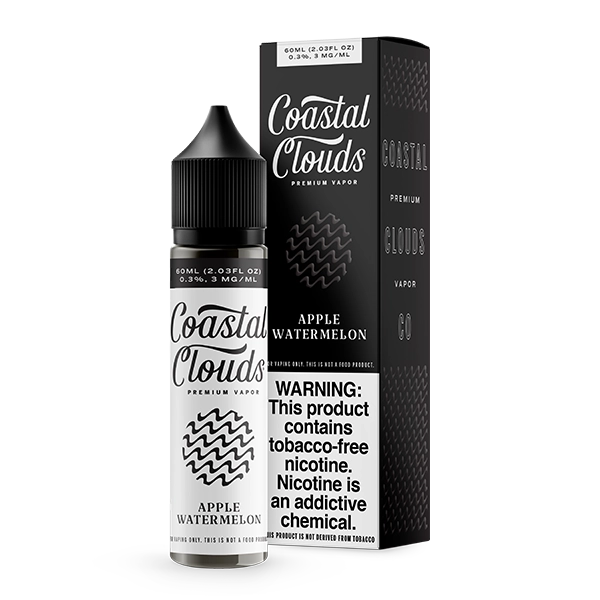 Coastal Clouds Apple Watermelon 60ml e-liquid bottle featuring a blend of crisp apples and juicy watermelon.