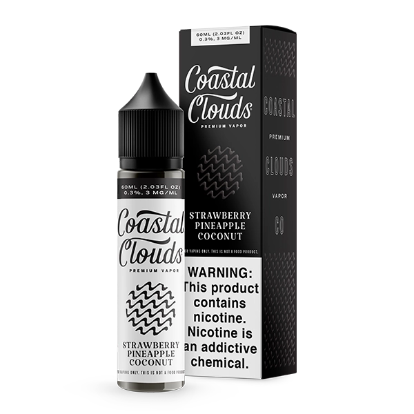 Coastal Clouds Strawberry Pineapple Coconut 60mL bottle with a blend of sweet strawberries, juicy pineapples, and creamy coconut.