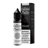 Coastal Clouds Apple Peach Strawberry 60ml e-liquid bottle featuring a blend of sweet apples, juicy peaches, and sun-kissed strawberries.