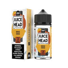 Juice Head Freeze Orange Mango e-liquid, a refreshing mix of mango and orange with a menthol twist.