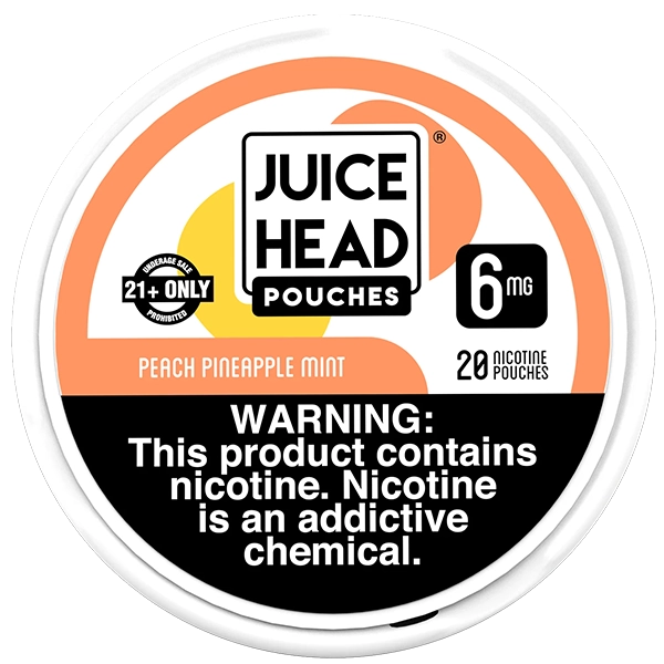 Juice Head Nicotine Pouches - Peach Pineapple Mint packaging