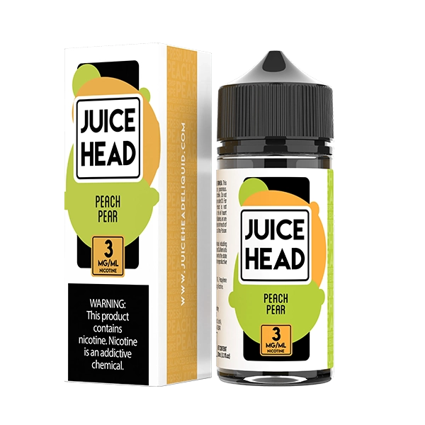 Juice Head Peach Pear 100ml e-liquid, capturing the harmony of peaches and pears in every drop.