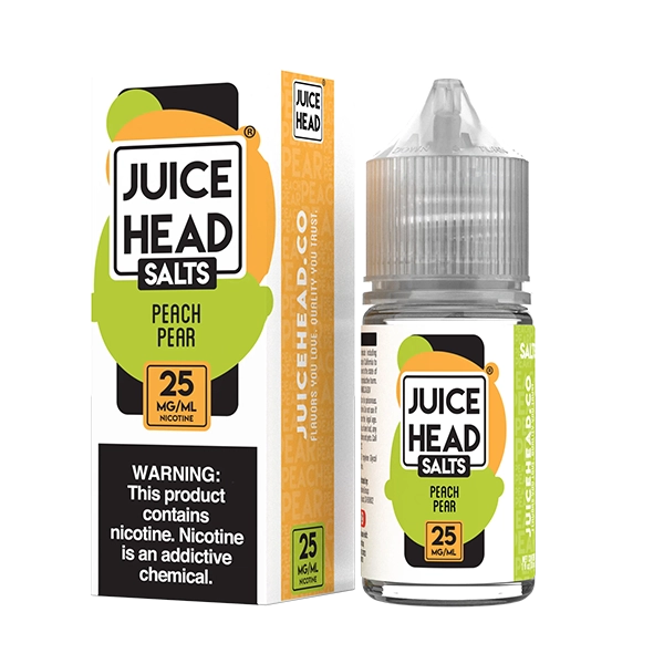 Peach Pear 30ml bottle by Juice Head Salts, capturing the essence of peach and pear flavors.