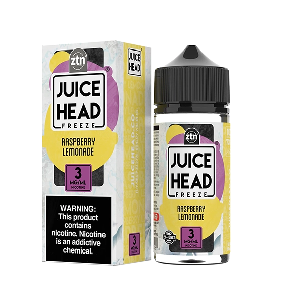 Juice Head Freeze Raspberry Lemonade e-liquid, a perfect mix of tangy and sweet with a menthol twist.