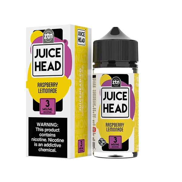 Juice Head Raspberry Lemonade e-liquid, a perfect mix of sweet and tart in a 100ml bottle.