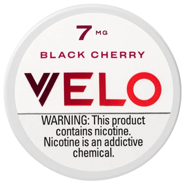 Velo Nicotine Pouches - Black Cherry, 4mg and 7mg, 20 pouches per can