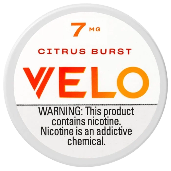 Velo Nicotine Pouches - Citrus Burst, 4mg and 7mg, 20 pouches per can