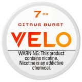 Velo Nicotine Pouches - Citrus Burst, 4mg and 7mg, 20 pouches per can