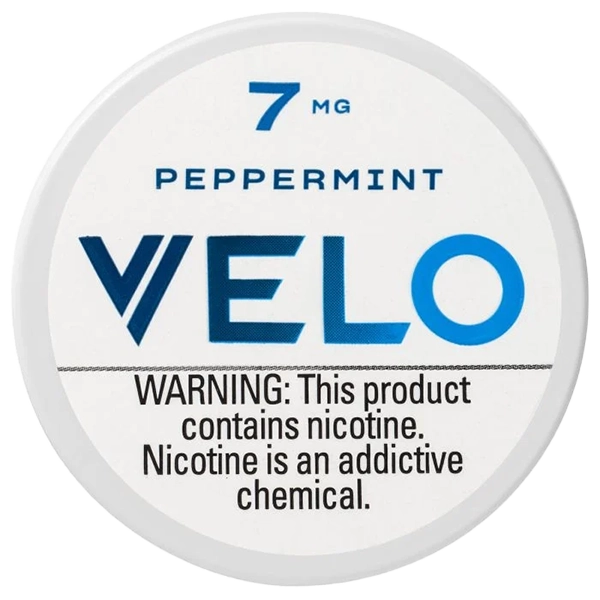 Velo Nicotine Pouches - Peppermint, 4mg and 7mg, 20 pouches per can