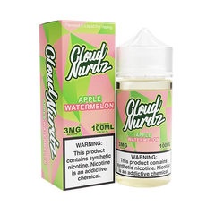 Bottle of Cloud Nurdz - Apple Watermelon 100mL E-Liquid with apples and watermelons