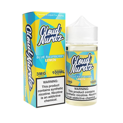 Bottle of Cloud Nurdz - Blue Raspberry Lemon 100mL E-Liquid with blue raspberries and lemons