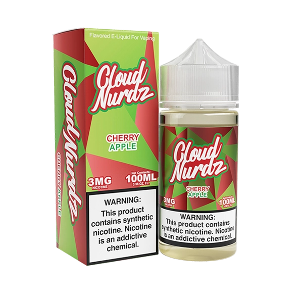 Bottle of Cloud Nurdz - Cherry Apple 100mL E-Liquid with cherries and apples