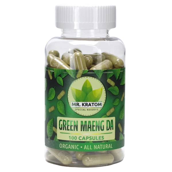 Mr. Kratom 100 Capsules – Green Maeng Da Strain. A balanced kratom strain offering a mix of energy, focus, and relaxation.