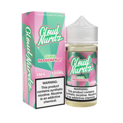 Bottle of Cloud Nurdz - Guava Passionfruit 100mL E-Liquid with guavas and passionfruits