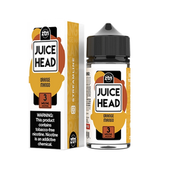 Juice Head Orange Mango e-liquid, a sweet and tangy flavor fusion in a 100ml bottle.