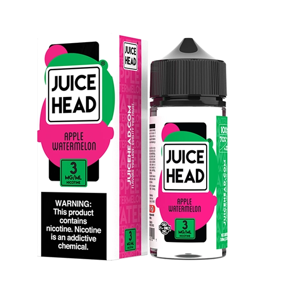 Juice Head Apple Watermelon e-liquid, a refreshing mix of apple and watermelon in a 100ml bottle.