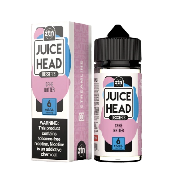 Juice Head Cake Batter e-liquid, a rich dessert flavor in a 100ml bottle.