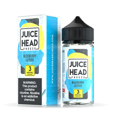 Juice Head Freeze Blueberry Lemon e-liquid, a refreshing mix of blueberry and lemon with a menthol twist.