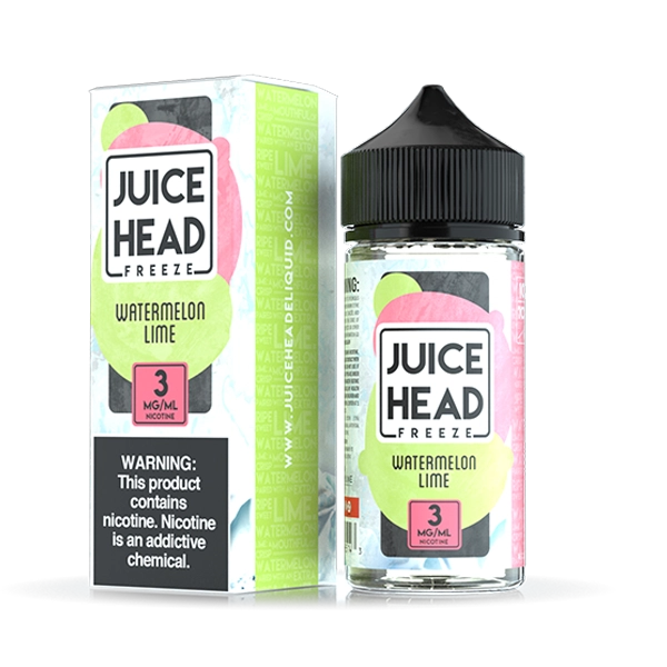 Juice Head Freeze Watermelon Lime e-liquid, a refreshing and cool flavor combination.