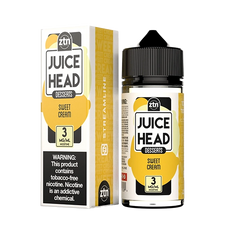 Juice Head Sweet Cream e-liquid, a smooth and rich vanilla cream flavor.