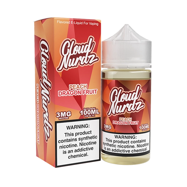 Bottle of Cloud Nurdz - Peach Dragon Fruit 100mL E-Liquid with peaches and dragon fruit