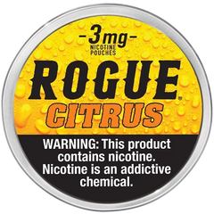 Rogue Nicotine Pouches - Citrus flavor in a sleek, discreet container.