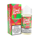 Bottle of Cloud Nurdz - Sour Watermelon Strawberry 100mL E-Liquid with watermelons and strawberries