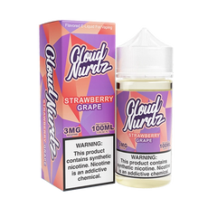 Bottle of Cloud Nurdz - Strawberry Grape 100mL E-Liquid with strawberries and grapes