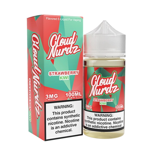 Bottle of Cloud Nurdz - Strawberry Kiwi 100mL E-Liquid with strawberries and kiwis