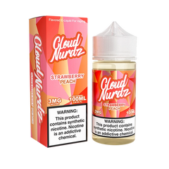 Bottle of Cloud Nurdz - Strawberry Peach 100mL E-Liquid with strawberries and peaches