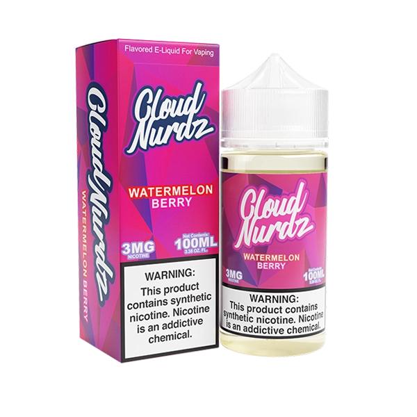 Cloud Nurdz Watermelon Berry 100mL E-Liquid - Premium e-juice with a blend of sweet watermelon and tangy berries, available at Smoke Nest.