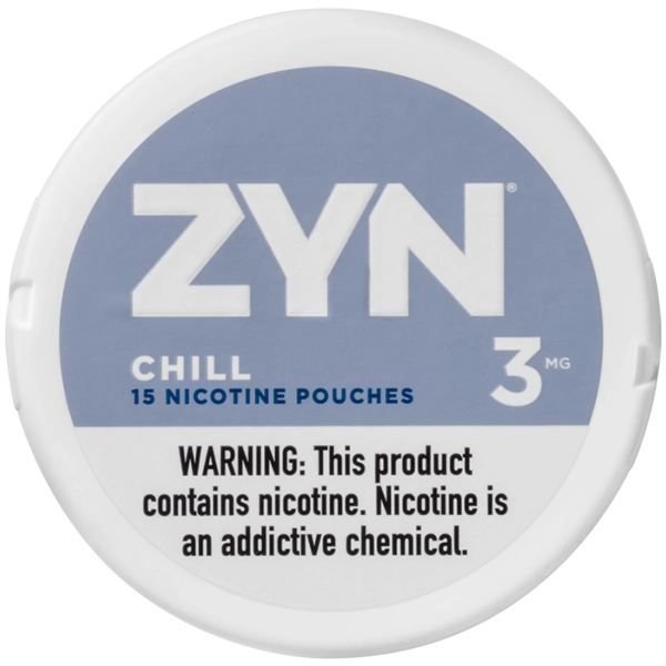 Image of a pack of ZYN Chill Nicotine Pouches with the label showing ‘Chill’ flavor.