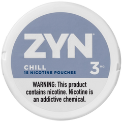 Image of a pack of ZYN Chill Nicotine Pouches with the label showing ‘Chill’ flavor.