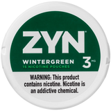 Image of a pack of ZYN Wintergreen Nicotine Pouches with the label showing ‘Wintergreen’ flavor and ‘30ml’ size.